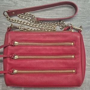 Vintage 90s Y2K Danier Leather Crossbody Chain/Zipper Purse Red Sz OS